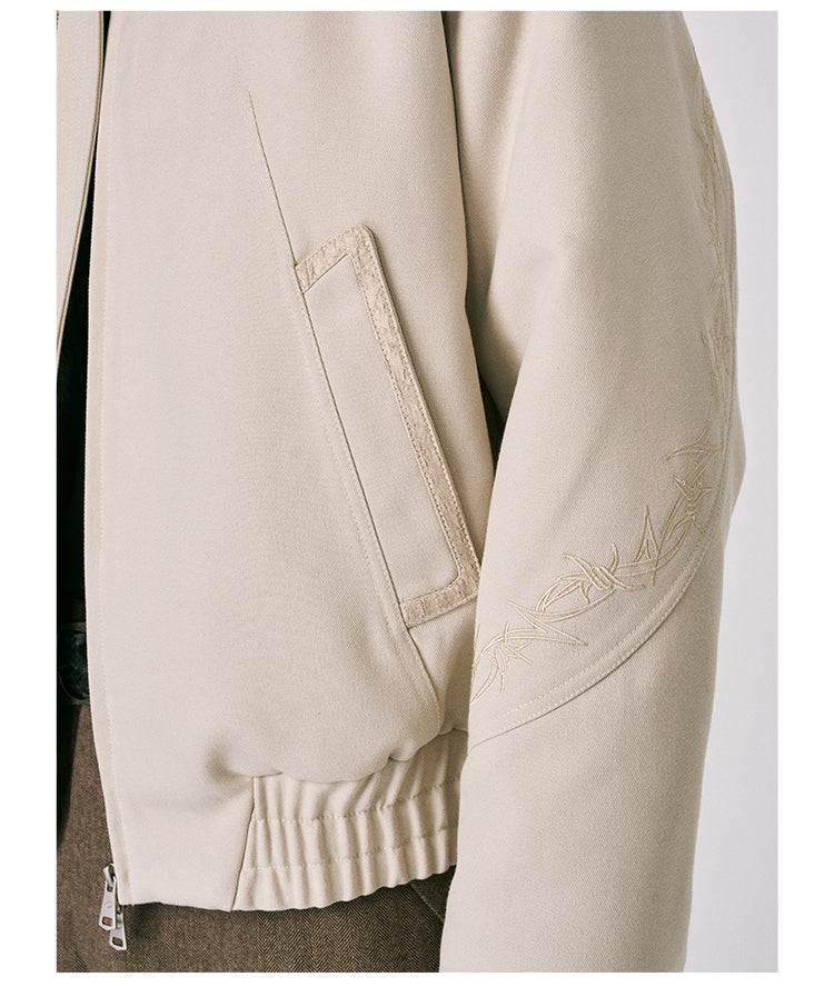 Stand Collar Embroidered Jacket