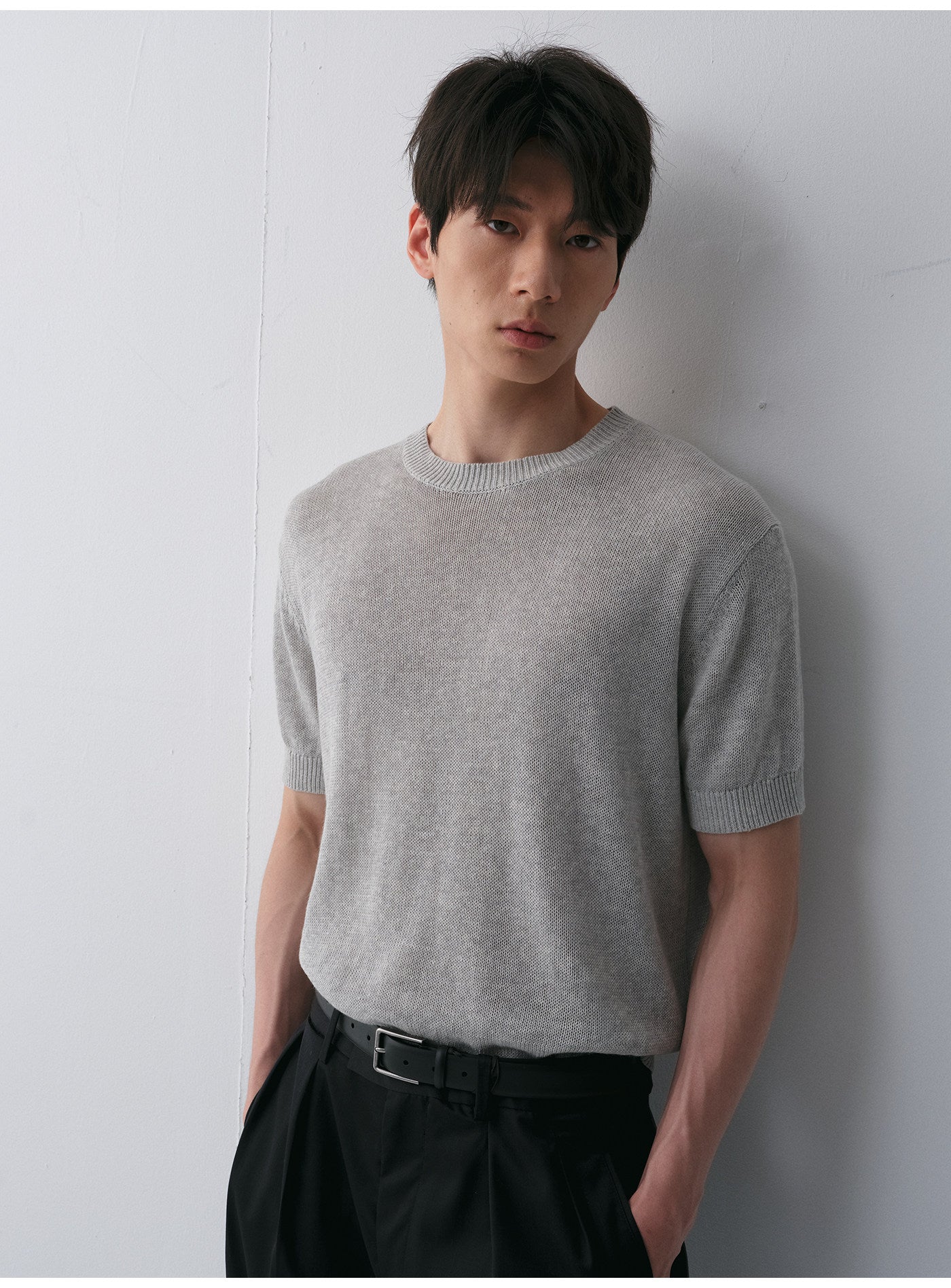 크루넥 니트 셔츠