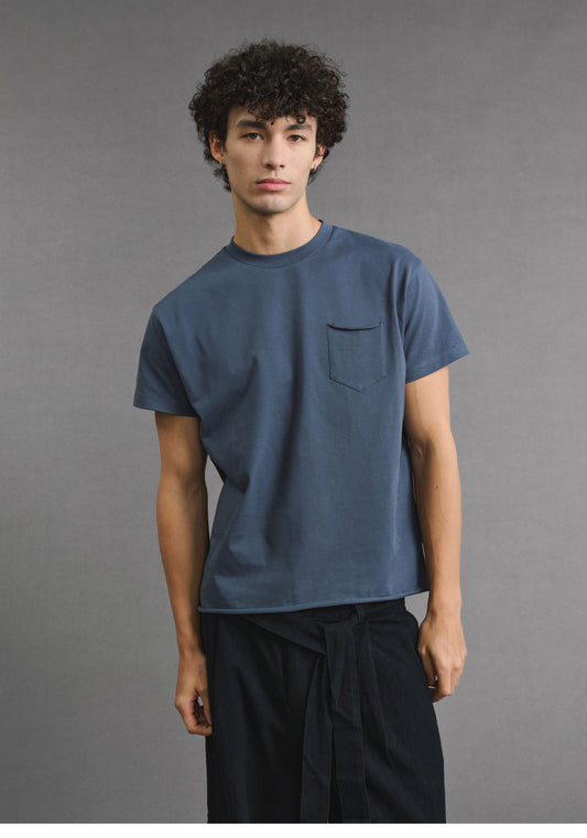 Vintage-Style Rolled Hem Crew Neck T-Shirt