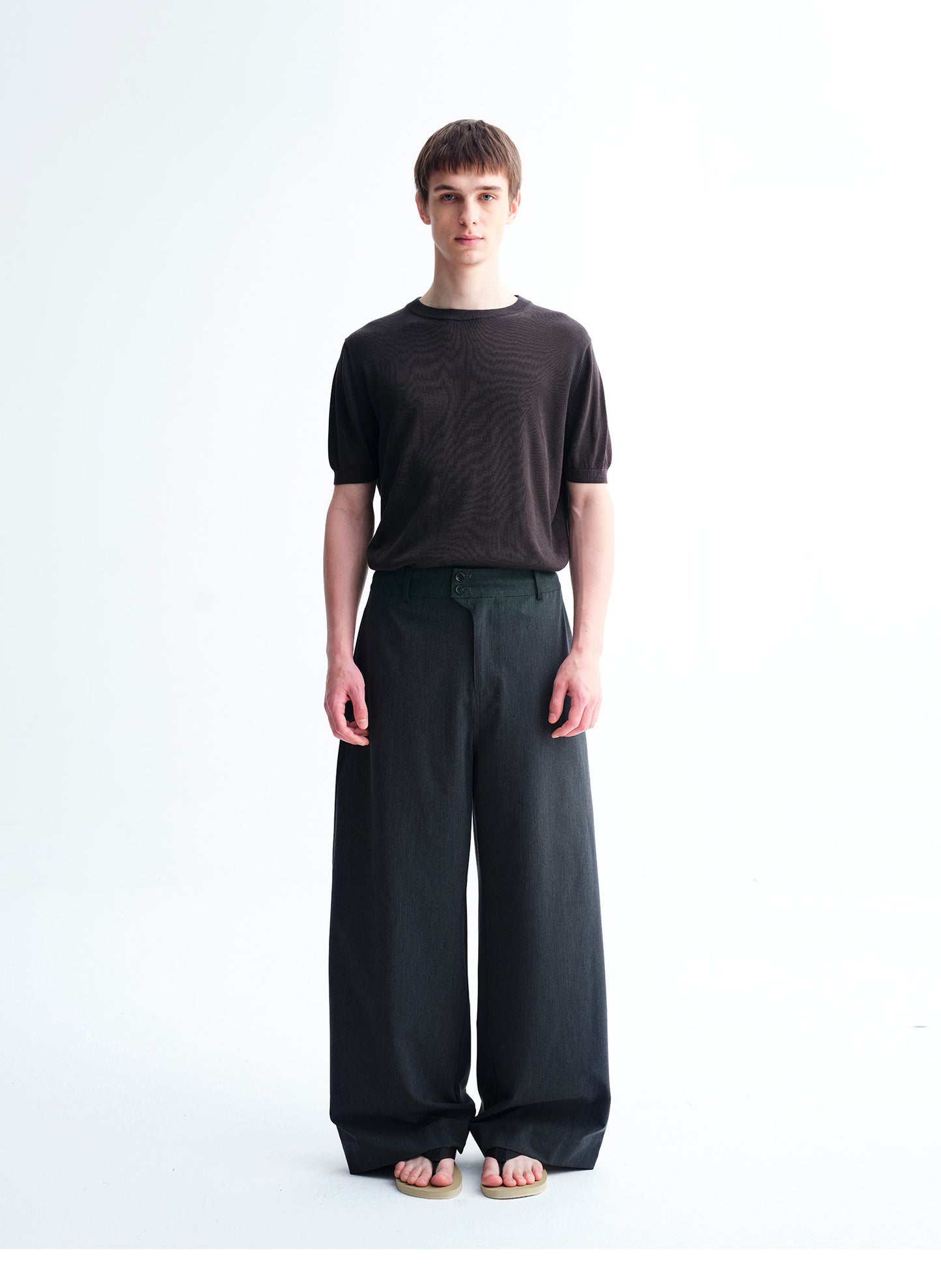 Double-Button Wide-Leg Pants