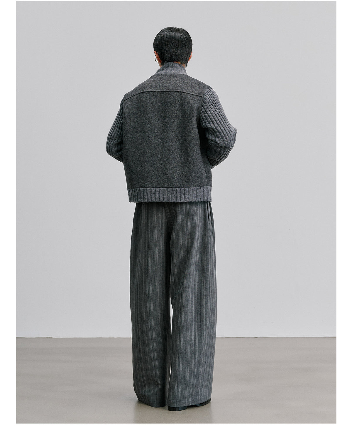 Wool-Blend Patchwork Jacket with Sleeves