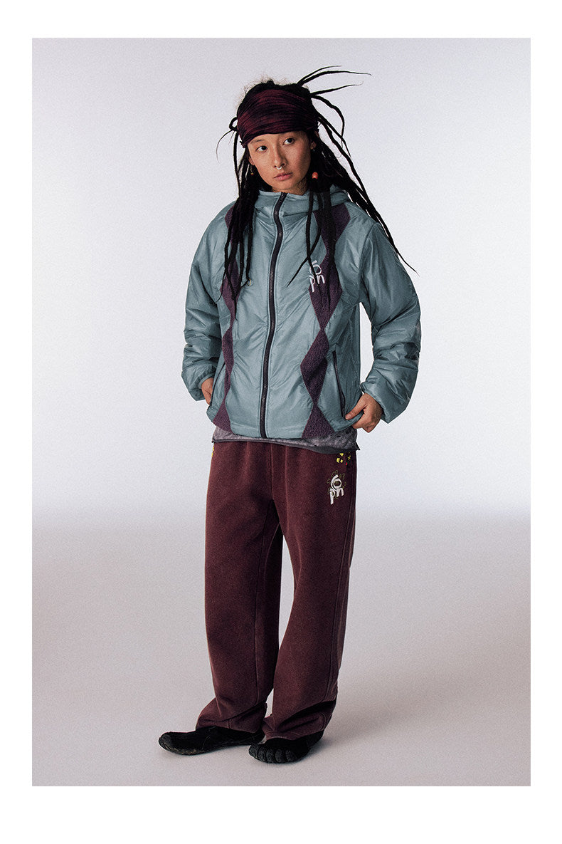 Diamond-Pattern Cotton Padded Jacket