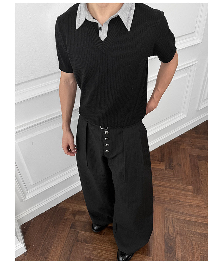 Faux Two-Piece Vintage-Textured Shirt
