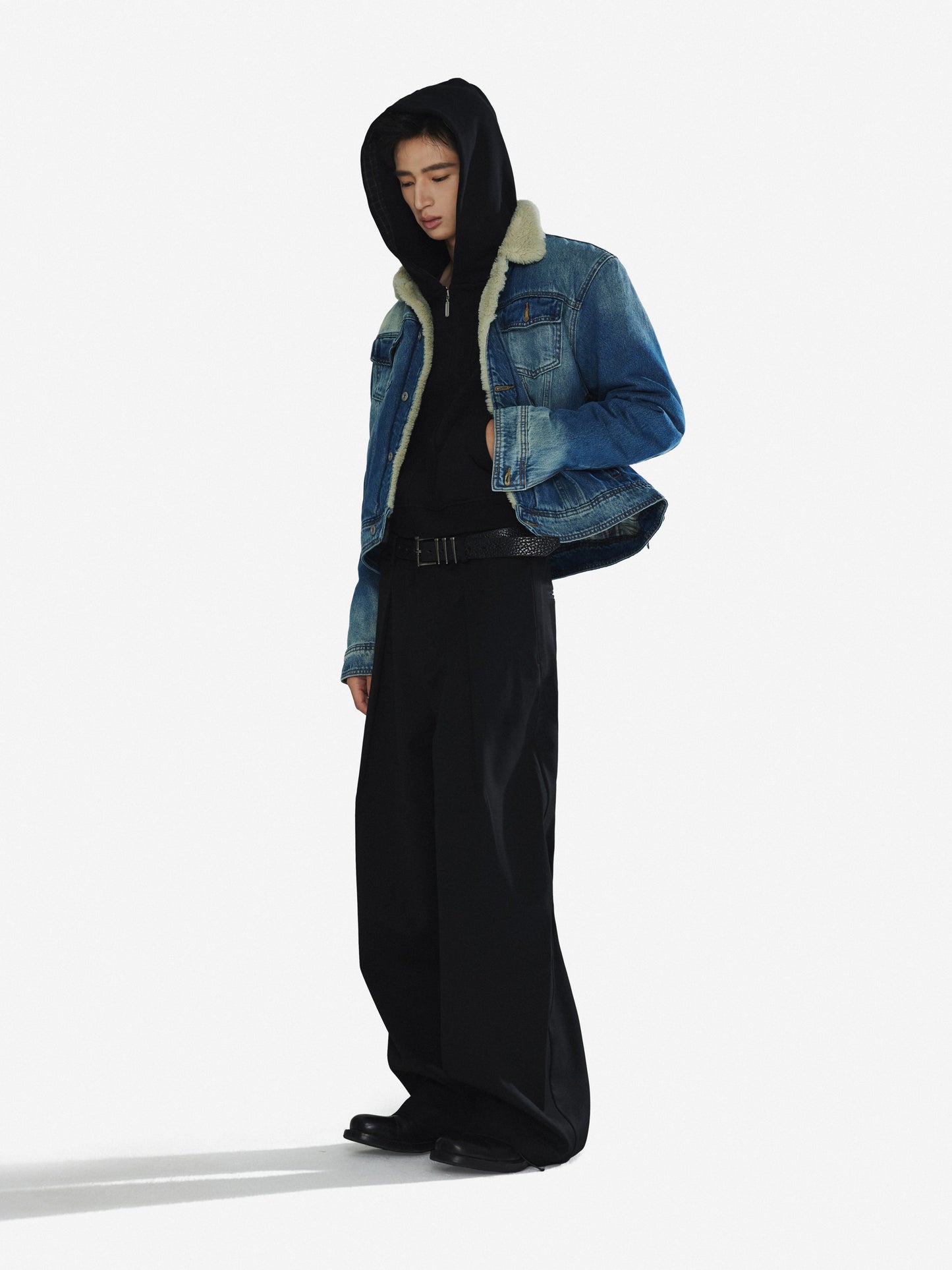 Distressed Lambswool Denim Jacket