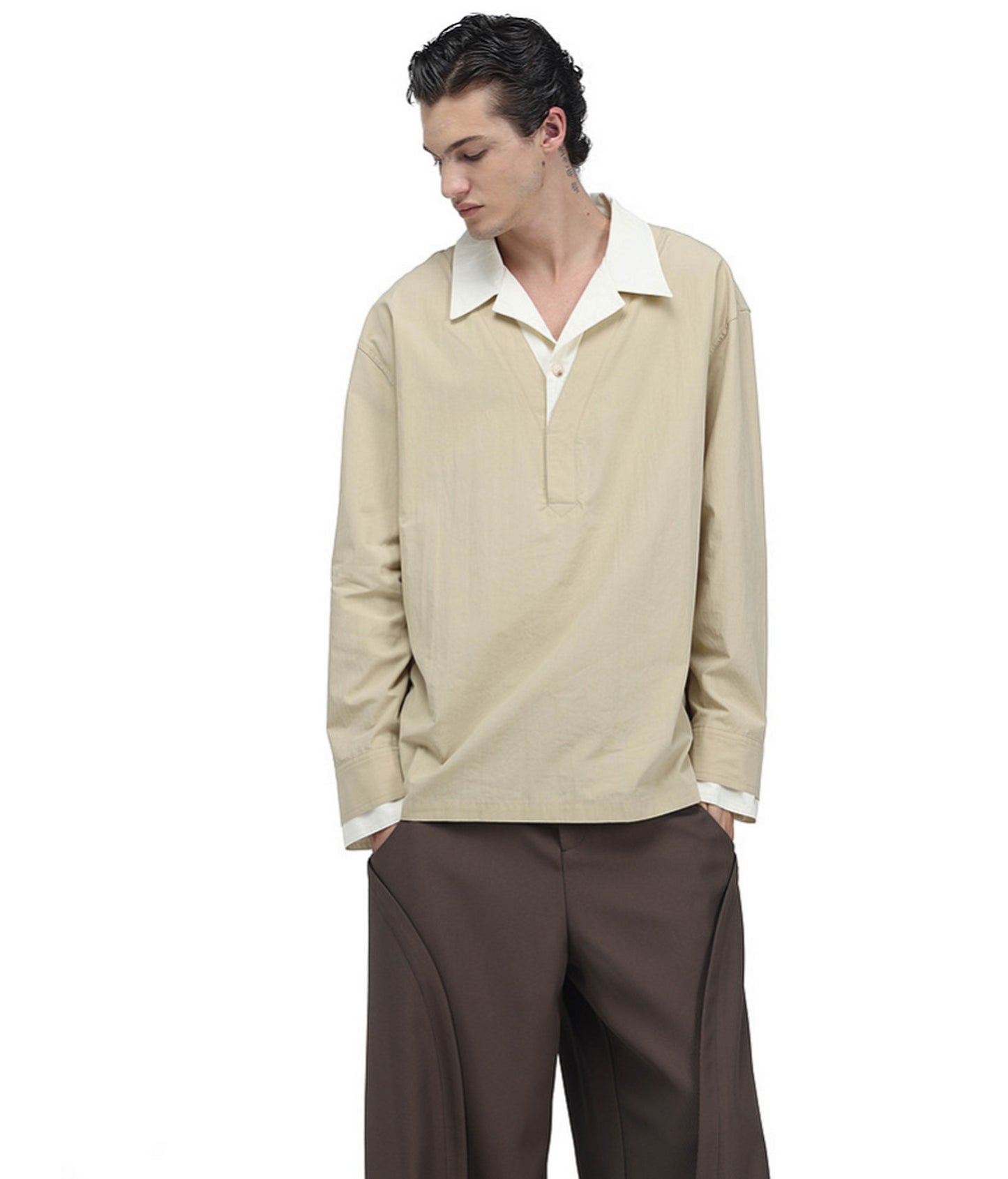 Color-Block Faux Two-Piece Shirt