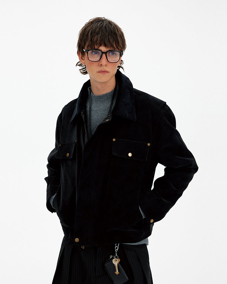 Unisex Corduroy Collar Jacket