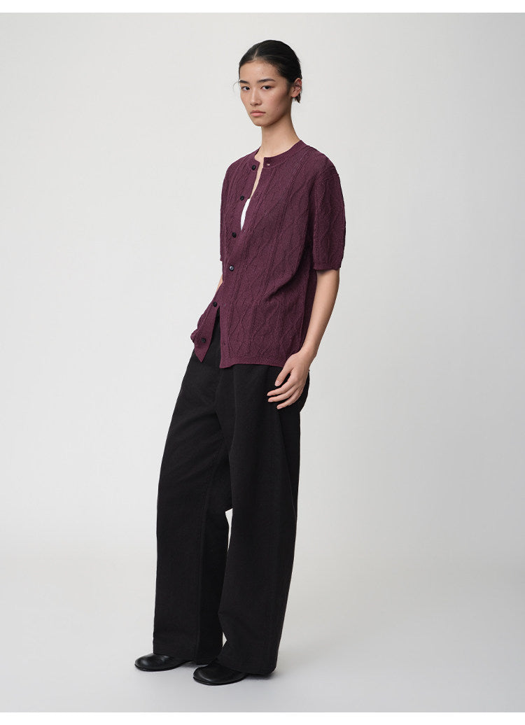 Crew-neck Cutout Cardigan