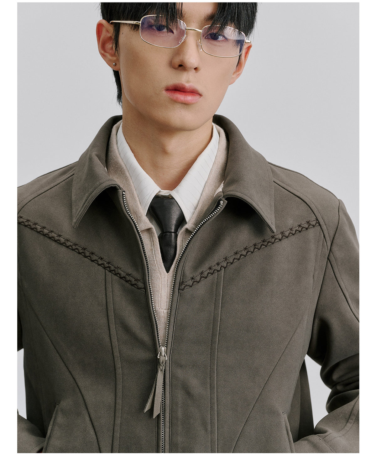 Harrington Jacket with Star-Patterned Suede Embroidery　