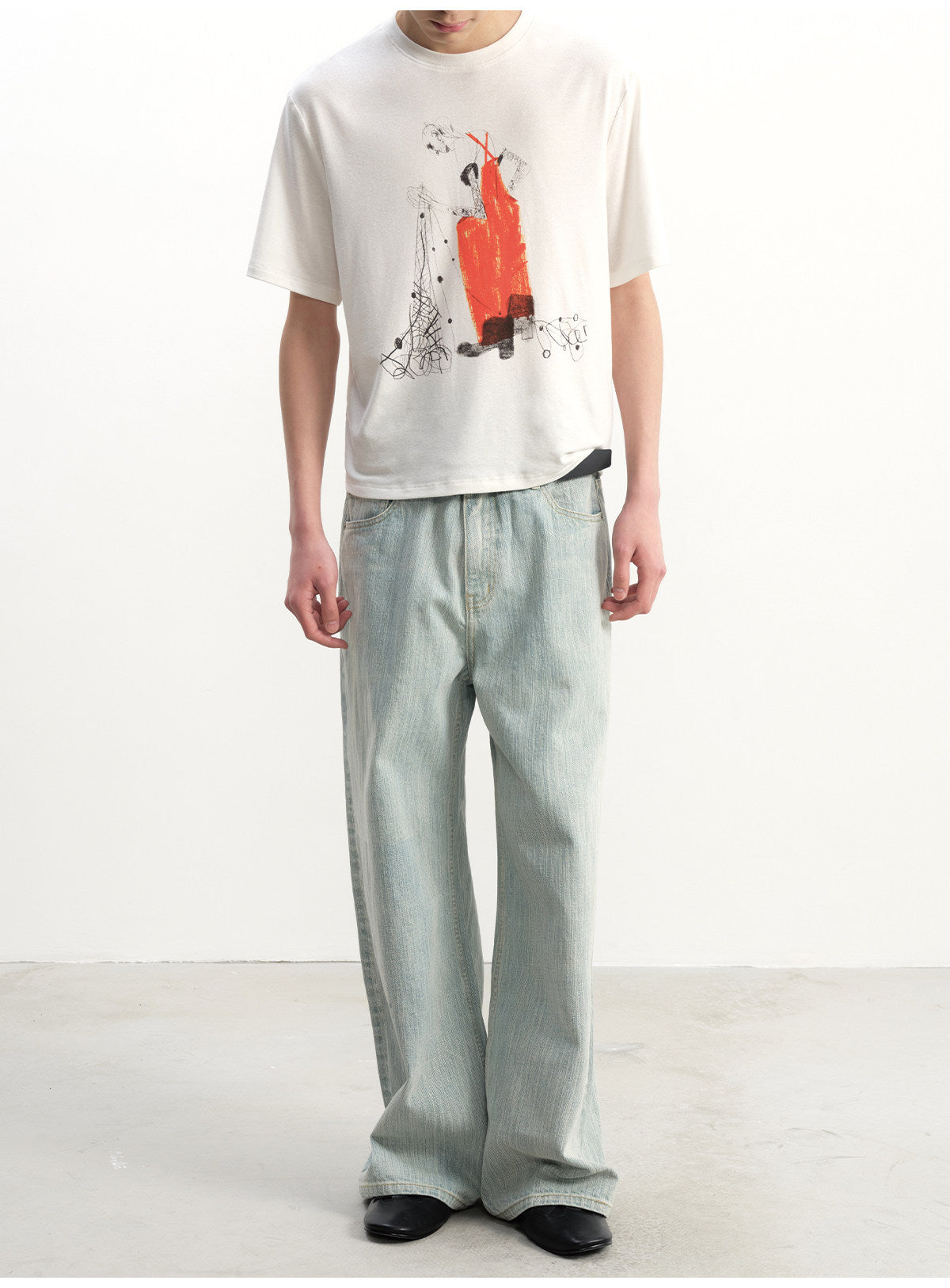 Bamboo-Print Denim Pants