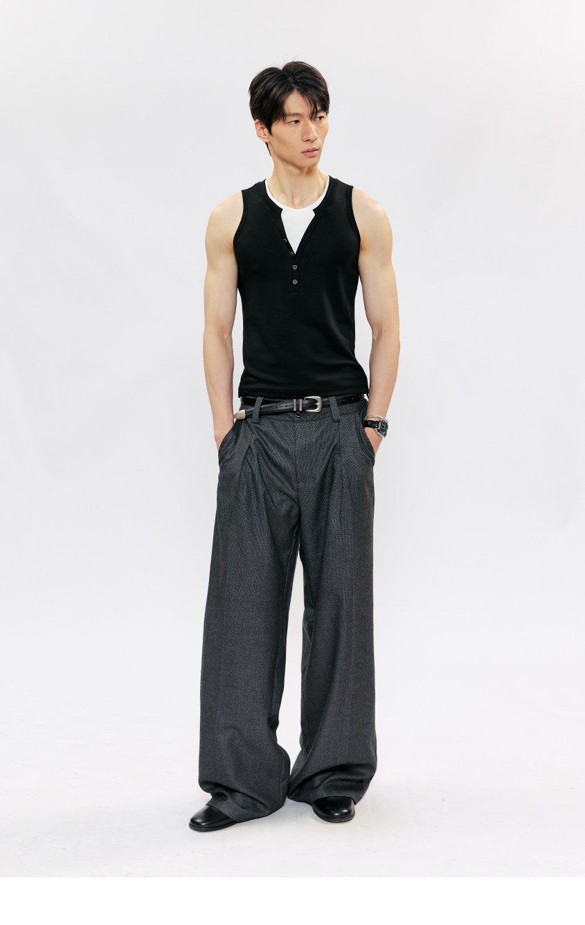 Fake Two-Piece Basic Sleeveless Top