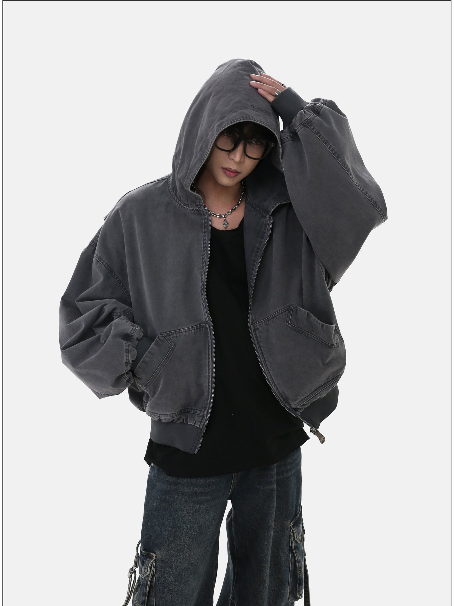 Unisex Short Wide Hooded Jacket