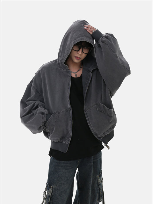 Unisex Short Wide Hooded Jacket