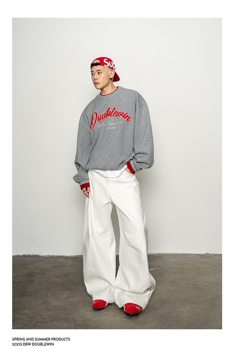 Embroidered Round Neck Sweatshirt