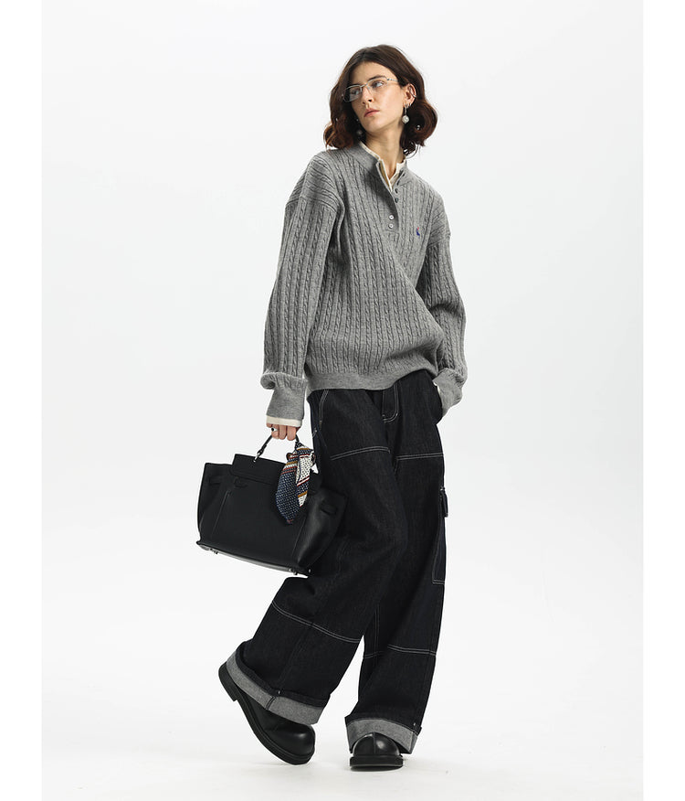 Logo Cable Embroidery Sweater