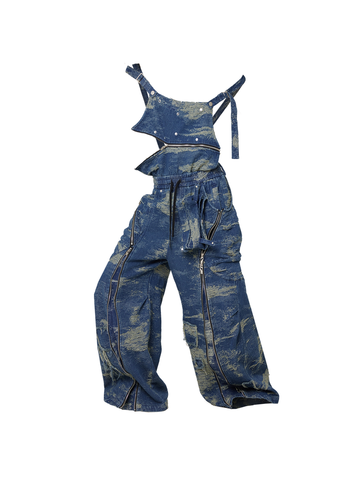 Denim Overalls with Detachable Patches