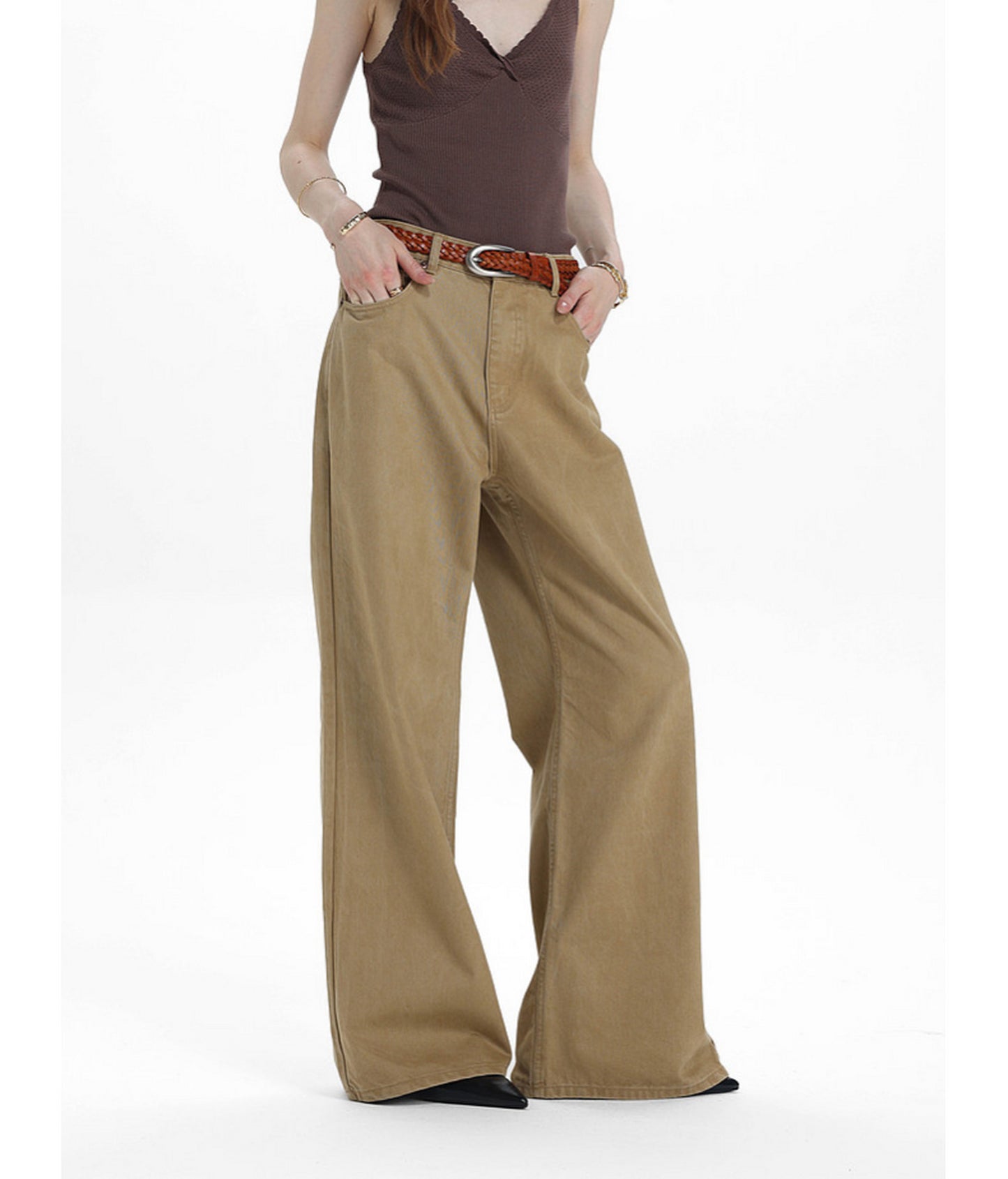 Low-Waist Straight-Leg Casual Pants