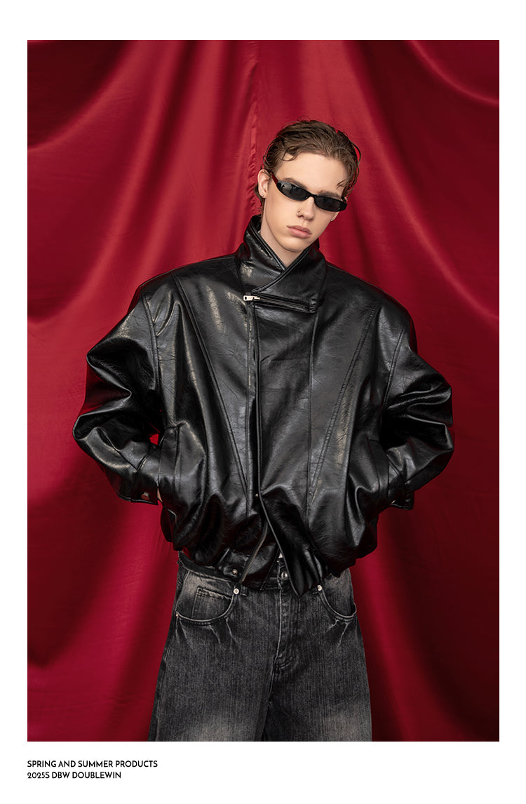 Glossy Waxed Leather Jacket