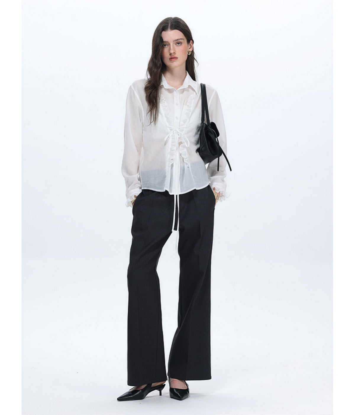 Straight-Pleated Casual Pants