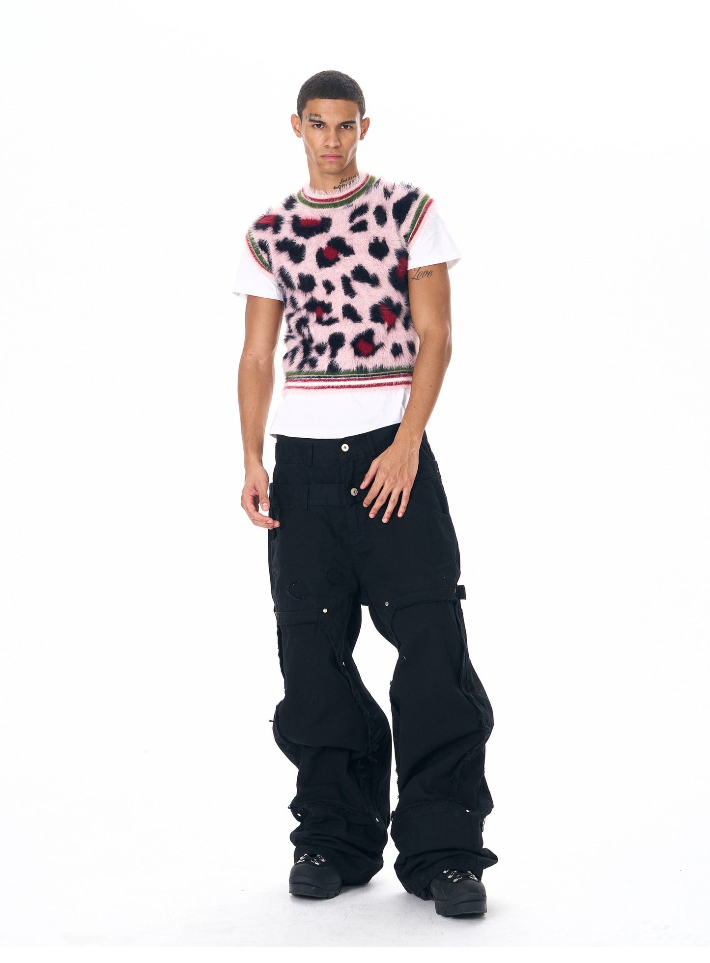 Leopard Print Faux Fur Knit Vest