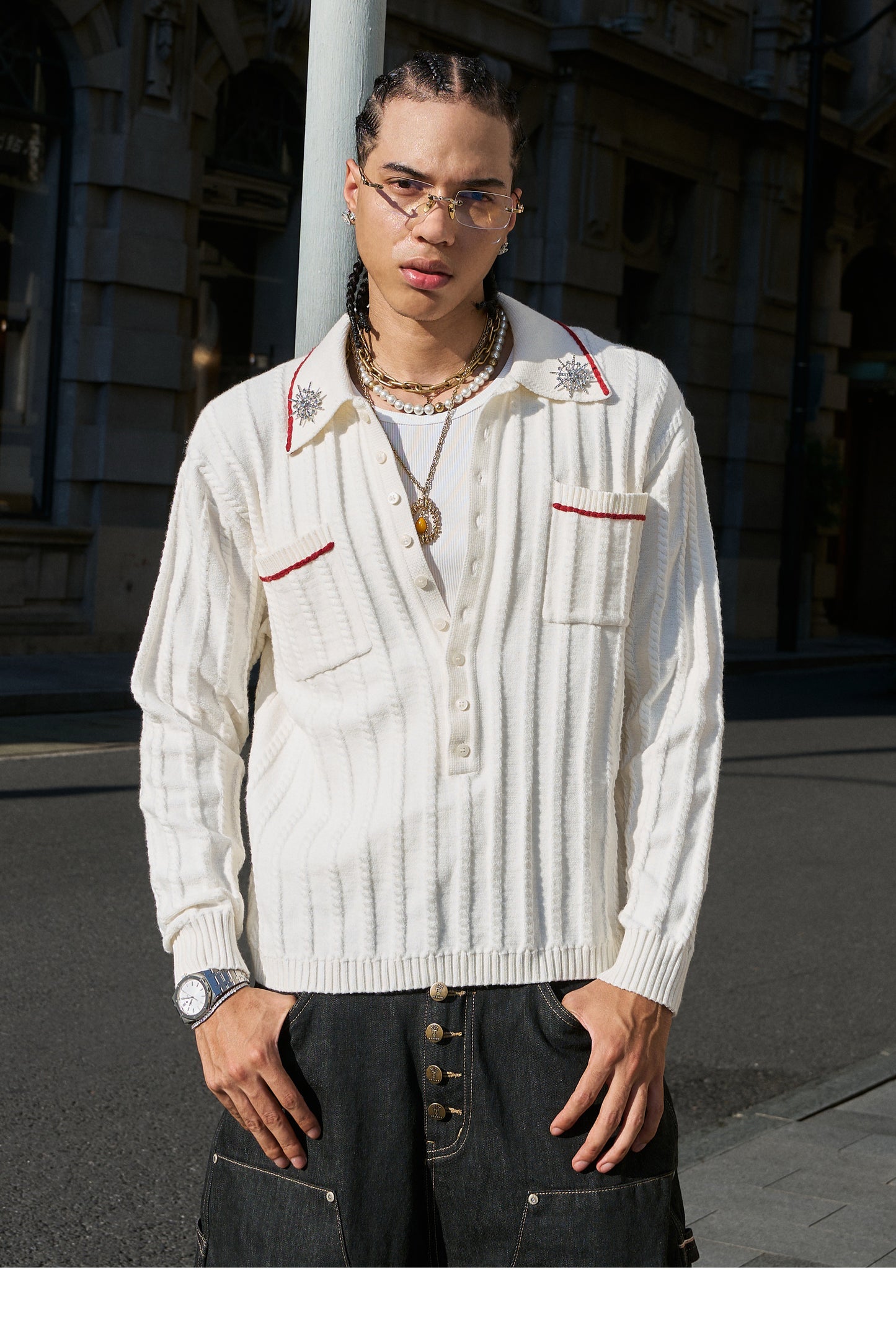 Hand-stitched Lapel Knit