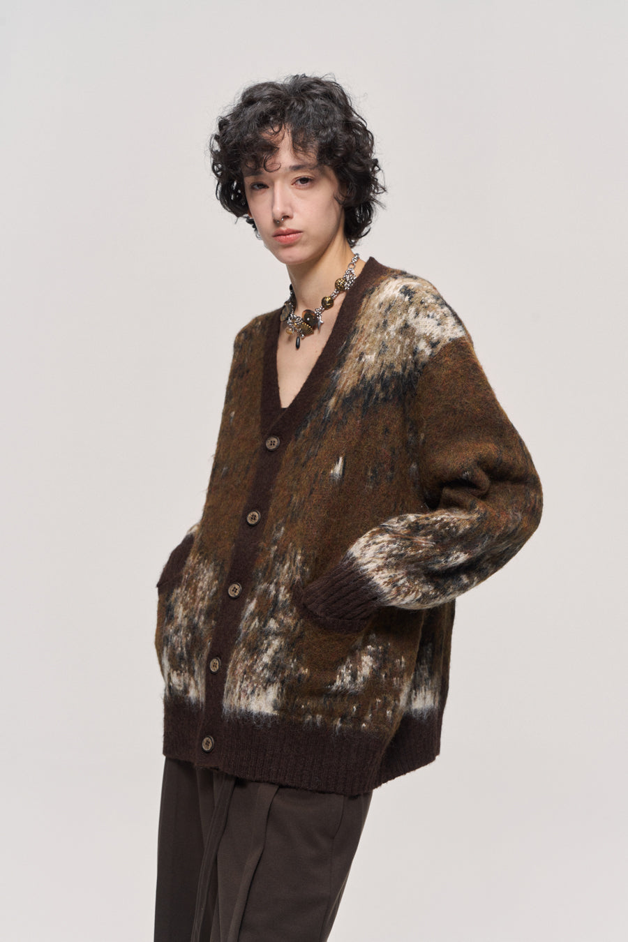 Gradient Wool Blend Cardigan