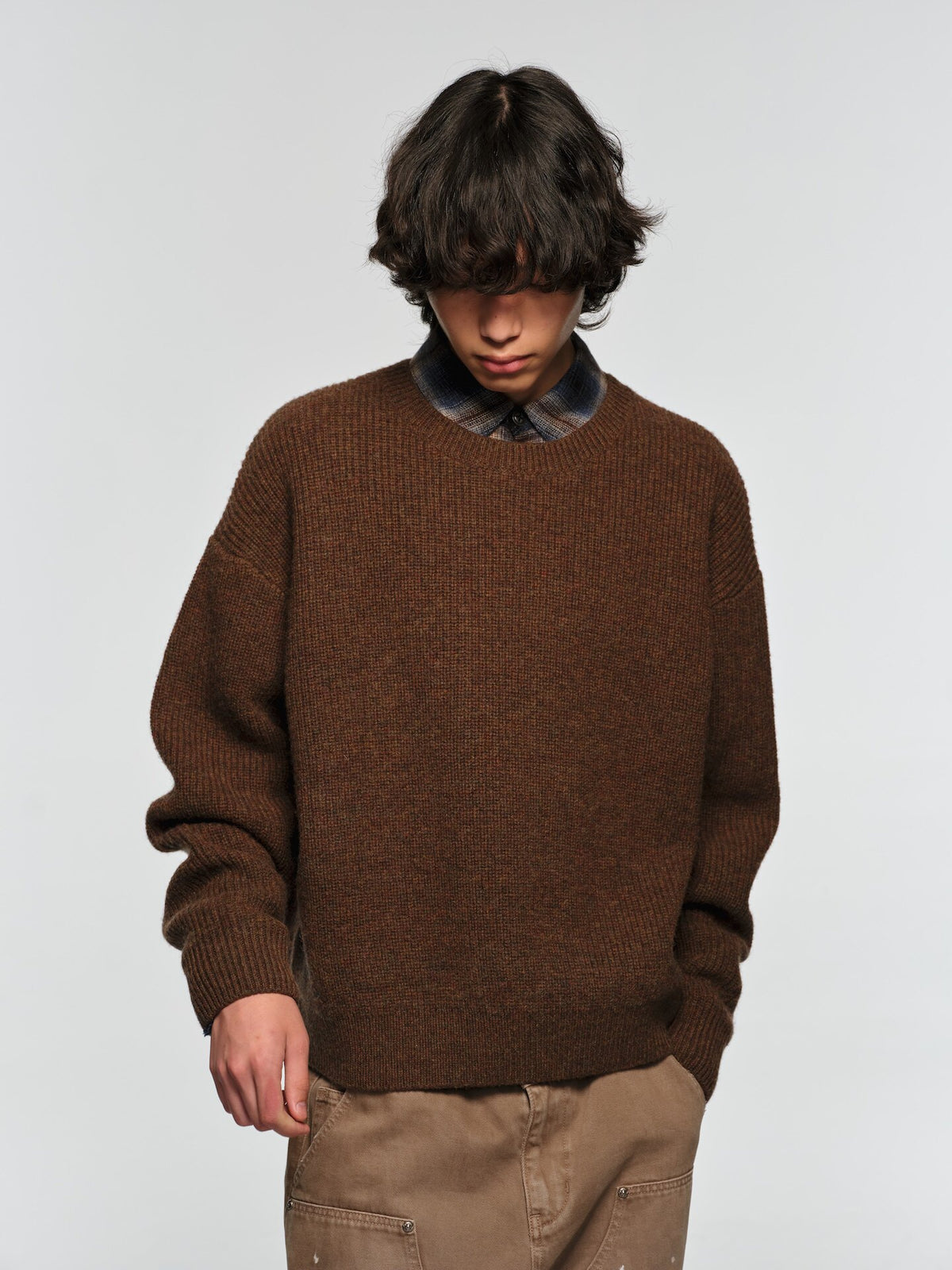 100% Shetland Wool Embroidered Round-Neck Sweater