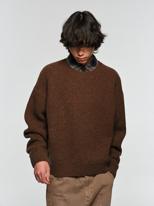 100% Shetland Wool Embroidered Round-Neck Sweater
