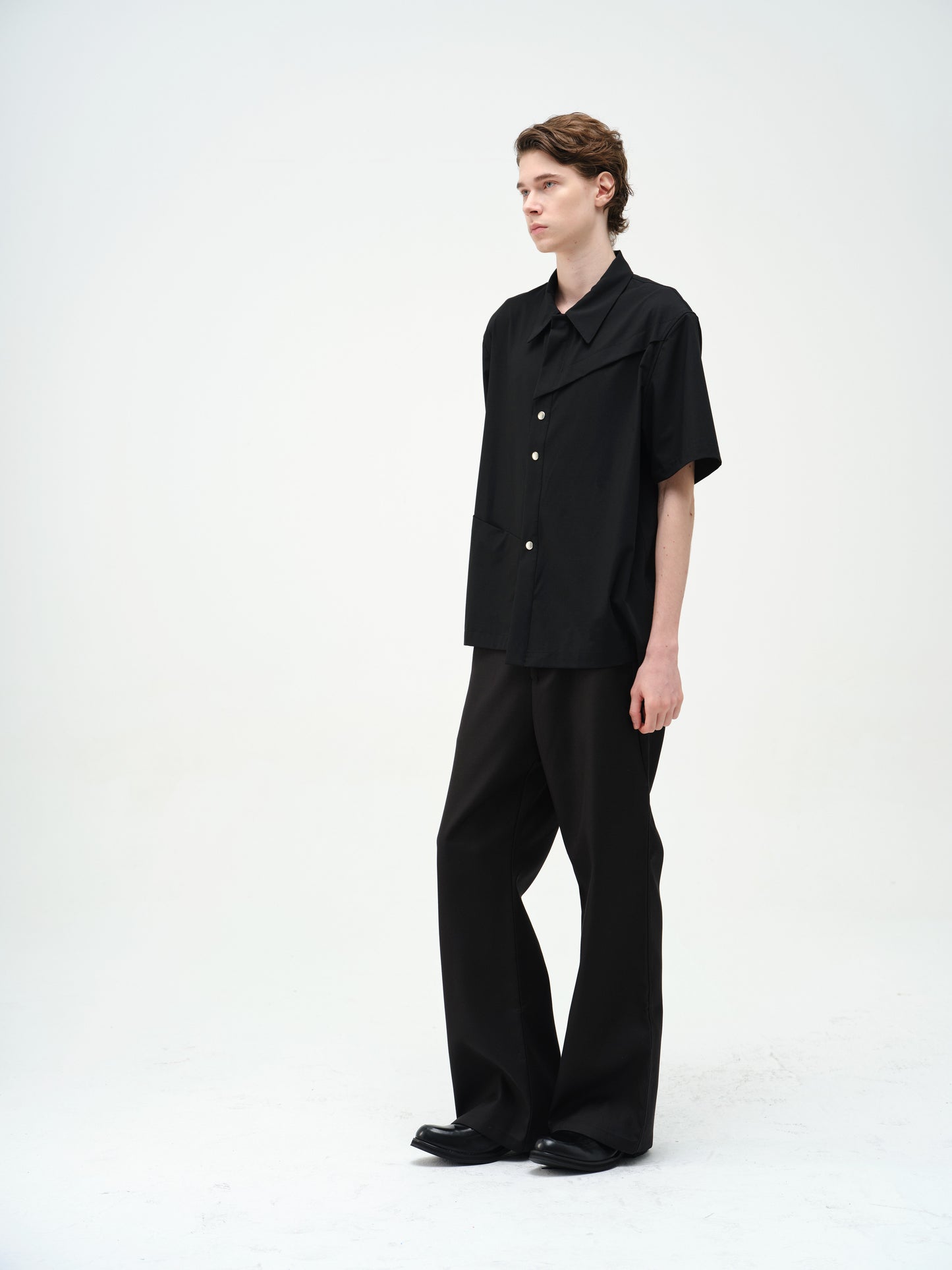 Loose-fit Asymmetrical Snap-Button Shirt