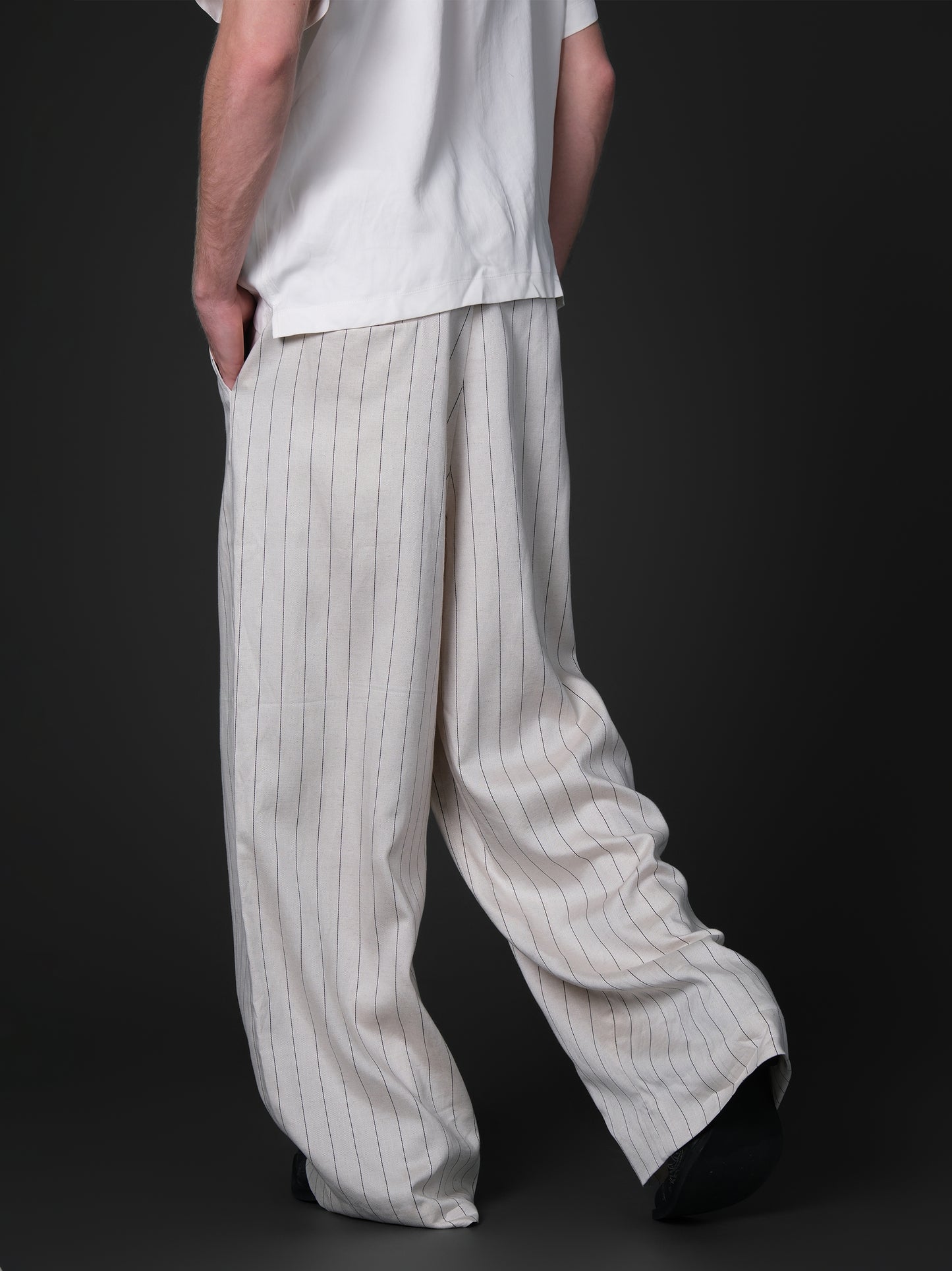 Striped casual wide leg pants