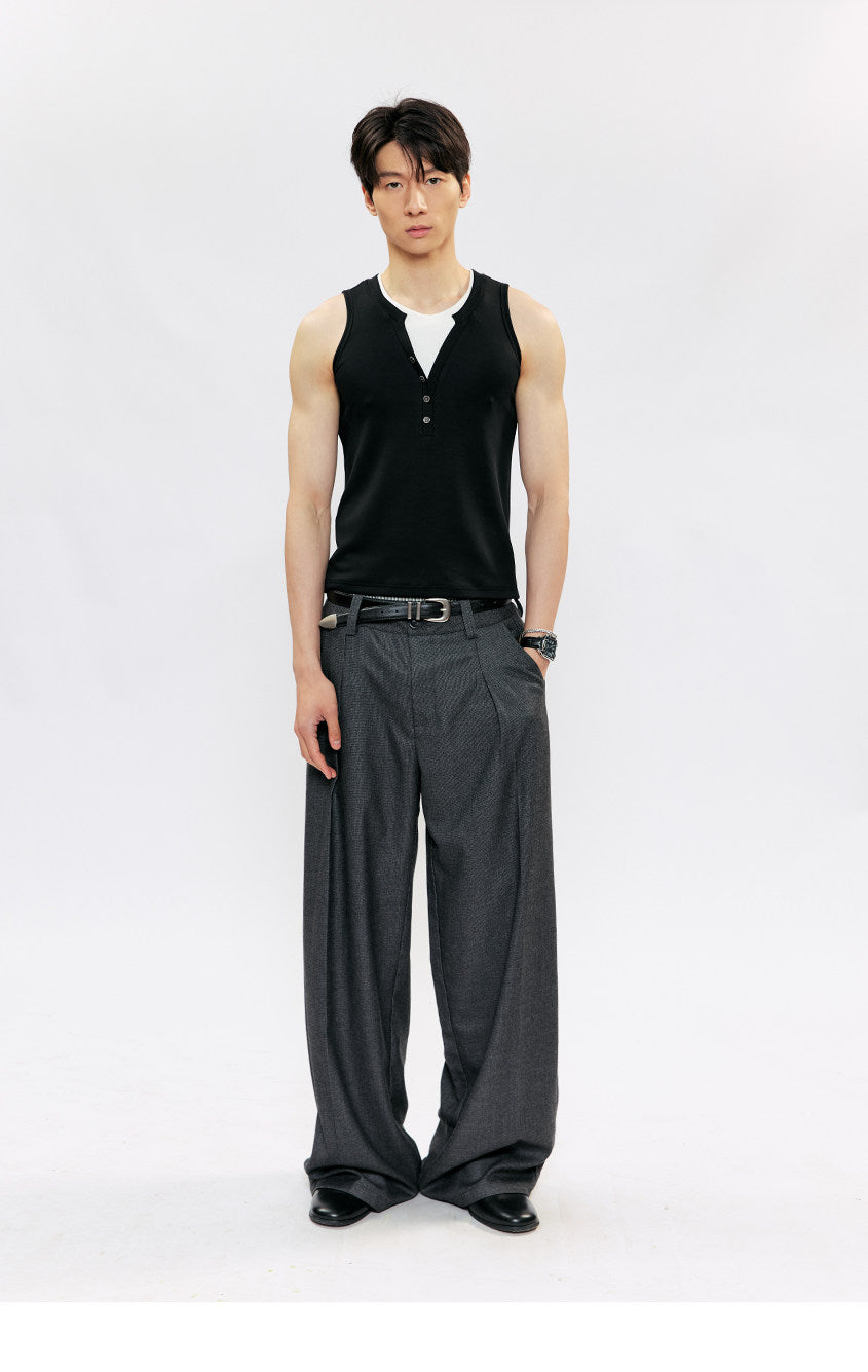 Fake Two-Piece Basic Sleeveless Top