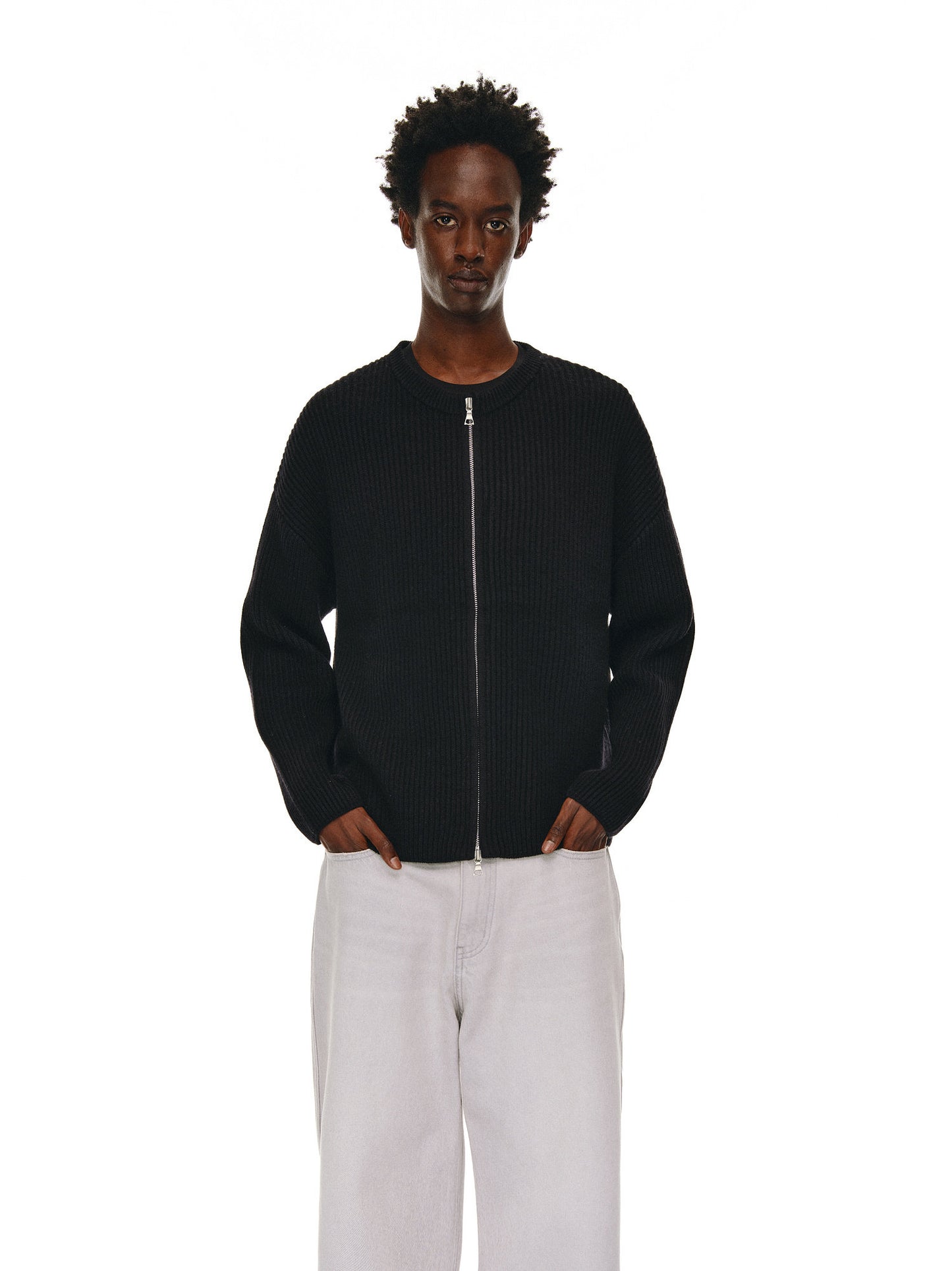Heavyweight Rib Zipper Cardigan