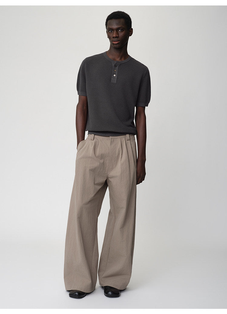 3D Cut A-Line Wide-Leg Pants