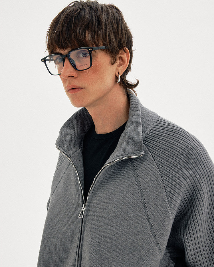 Stand Collar Knit Jacket