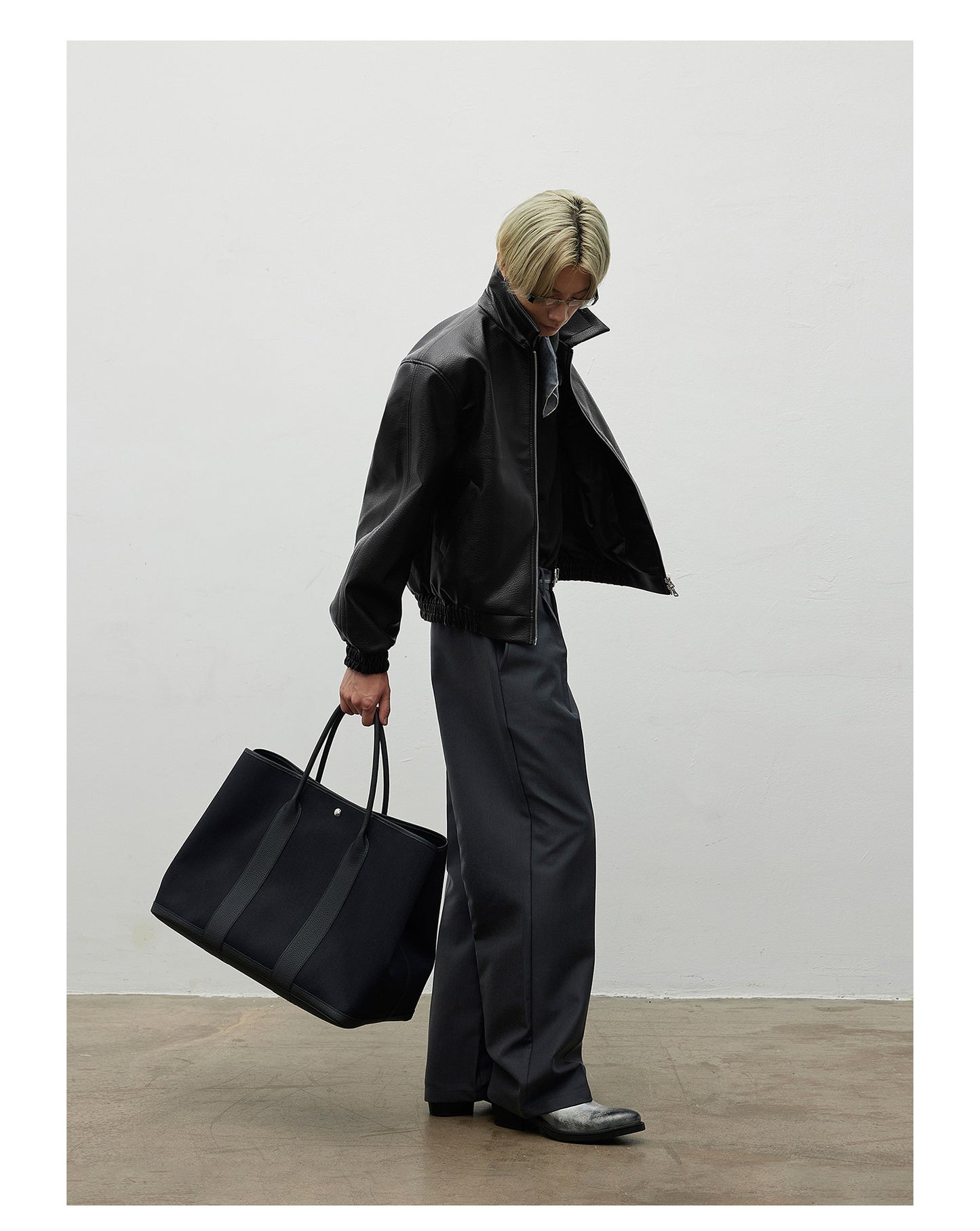 Textured Matte PU Leather Jacket