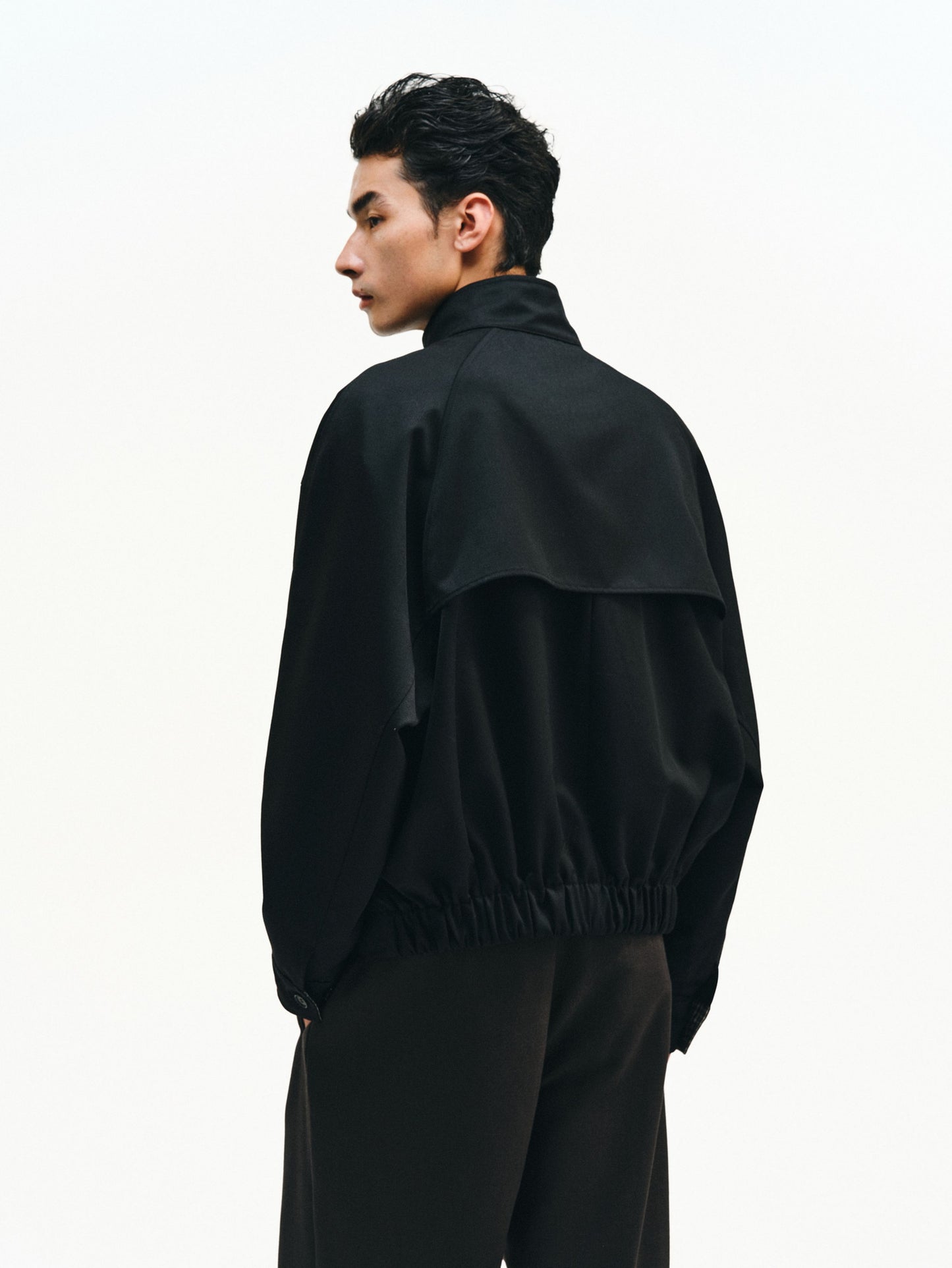 Checkered Splicing Harrington Jacket