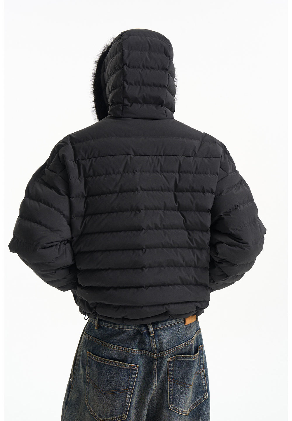 Detachable fur collar down jacket
