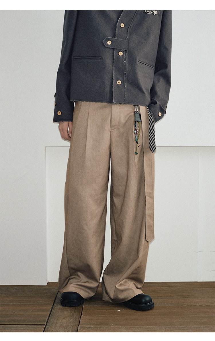 Contrast color drape casual pants