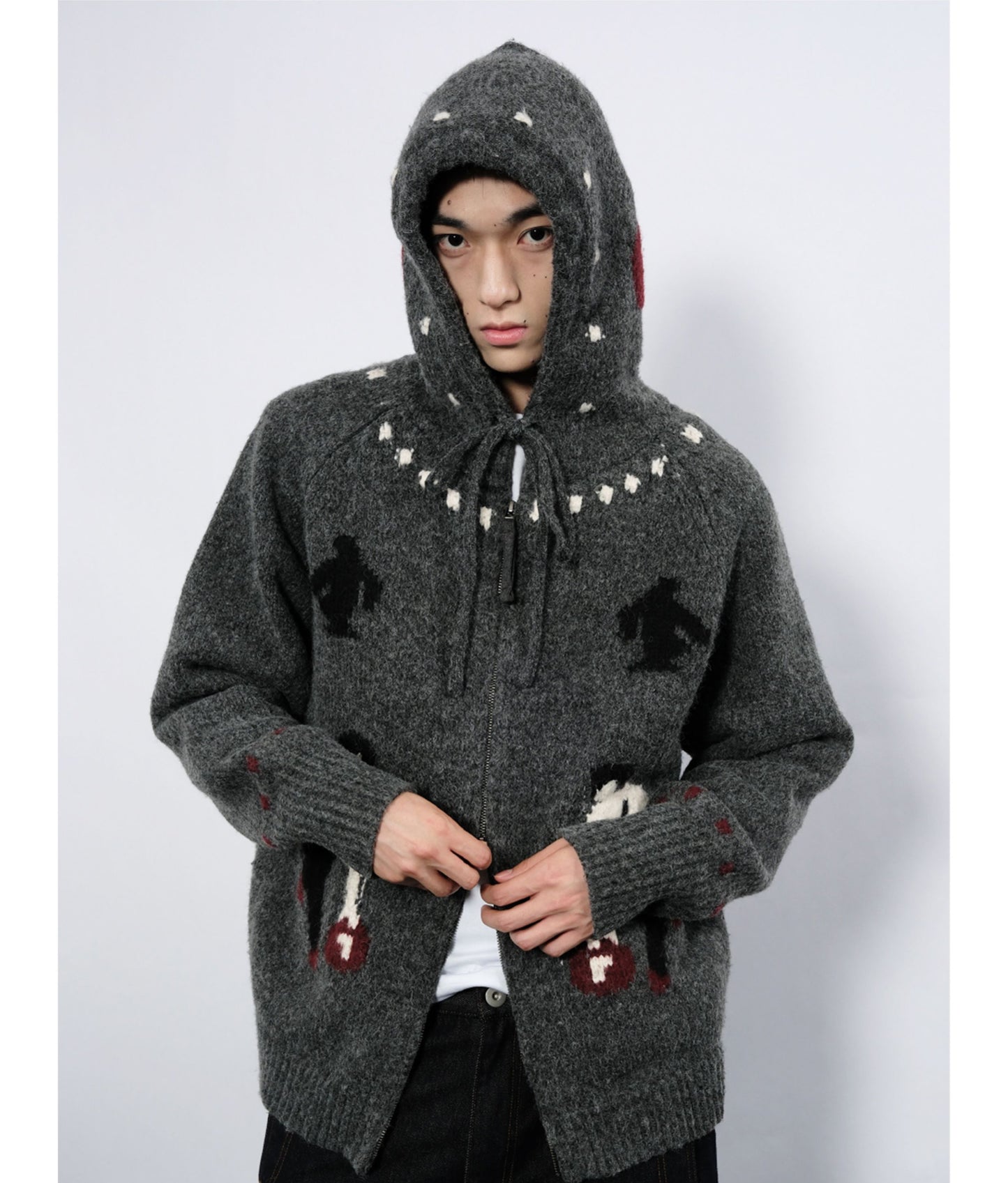 Double-Zipper Hooded Cardigan