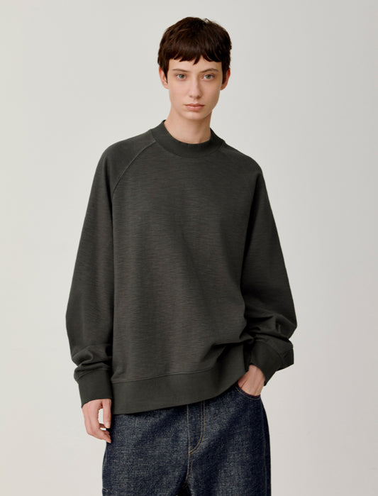 Rib-Knit Round Neck Sweatshirt