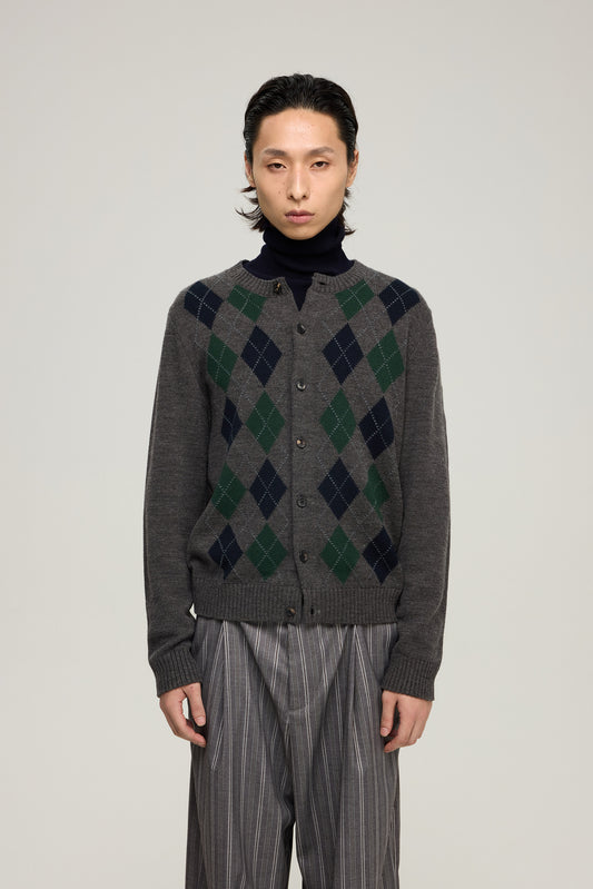 Diamond Jacquard Wool-Blend Cardigan