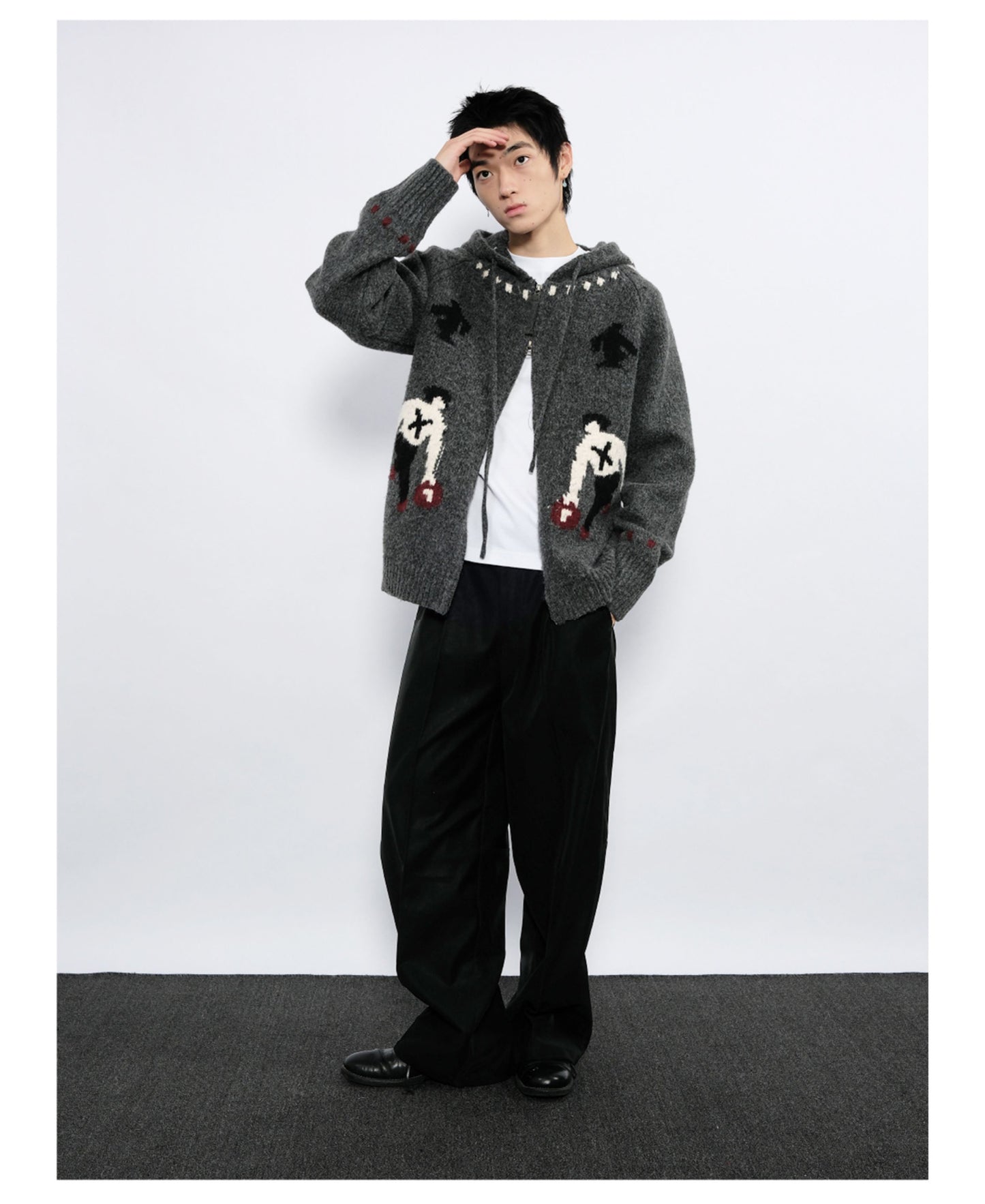 Double-Zipper Hooded Cardigan