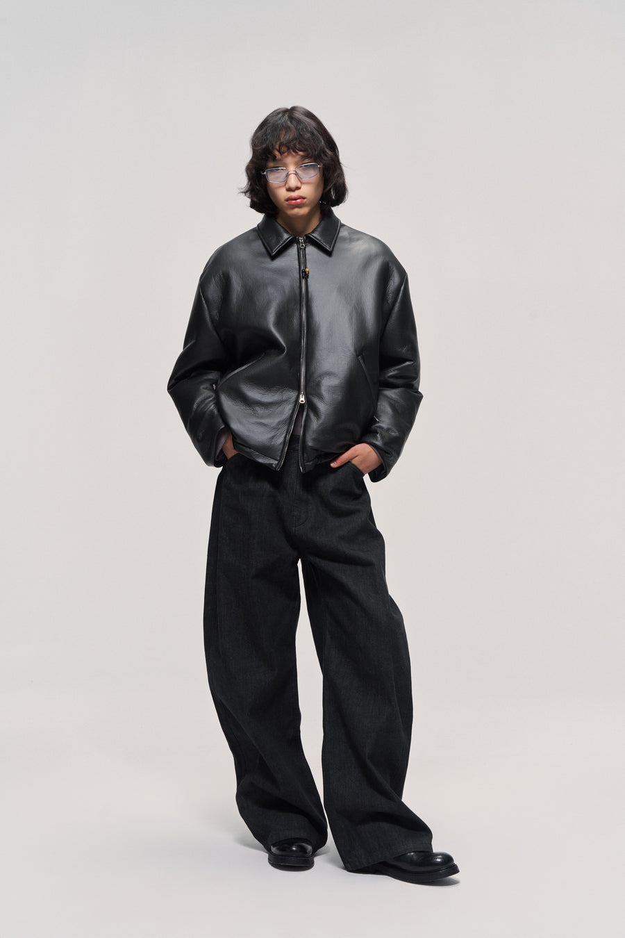 Thick leather jacket