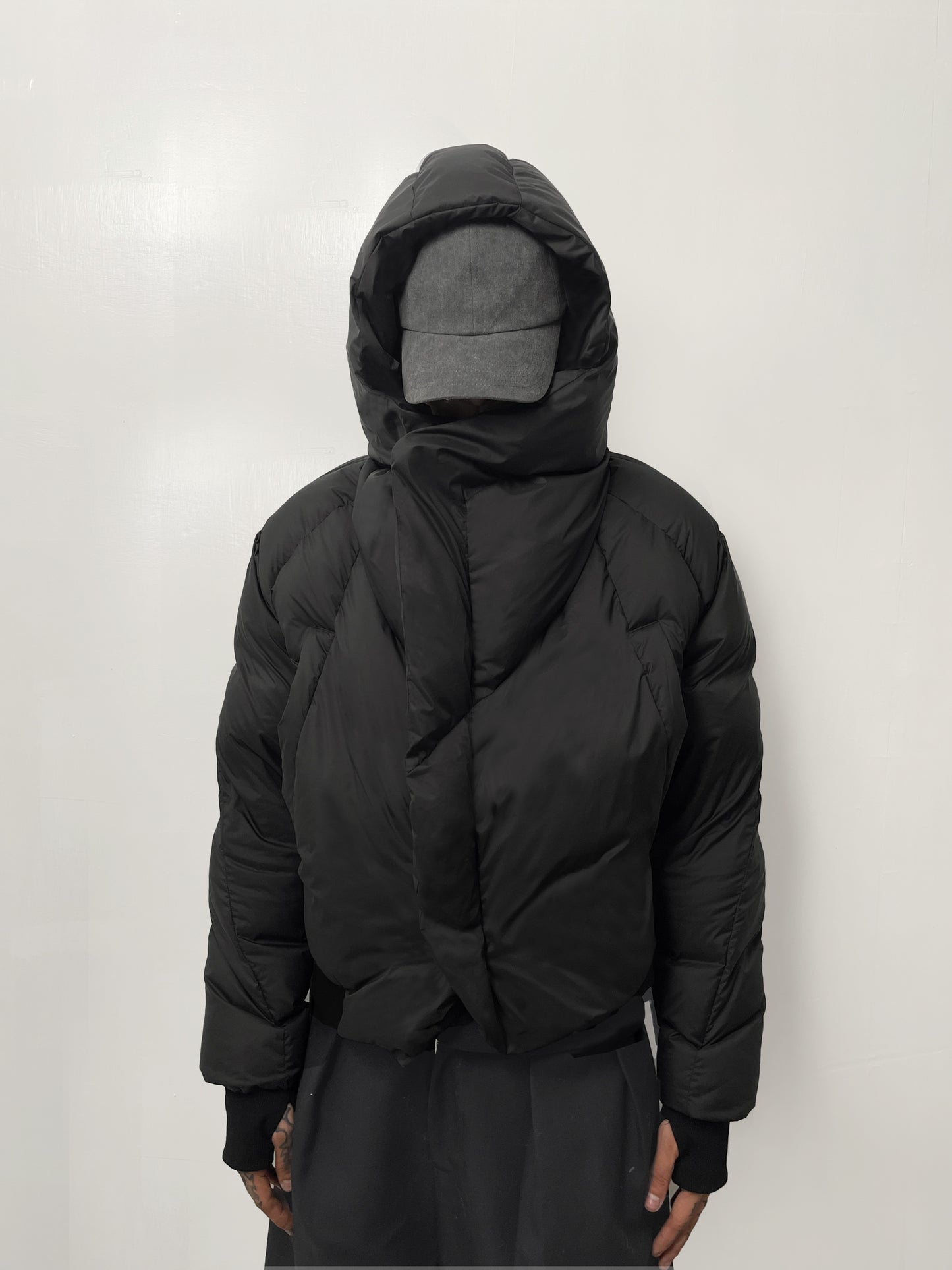 High collar hooded down jacket