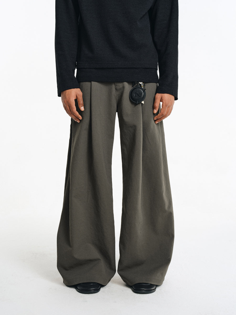 Wrinkle-resistant double-pleated casual pants