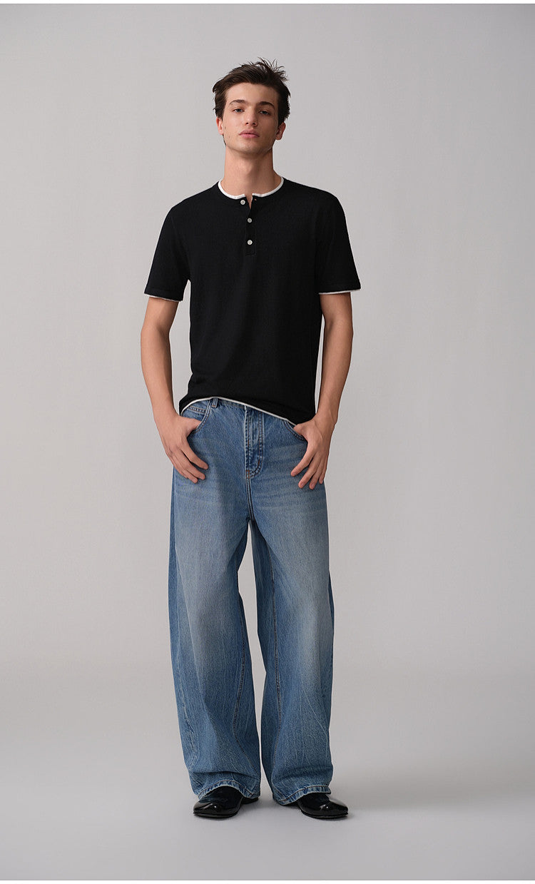 Faux Two-Piece Knit Shirt