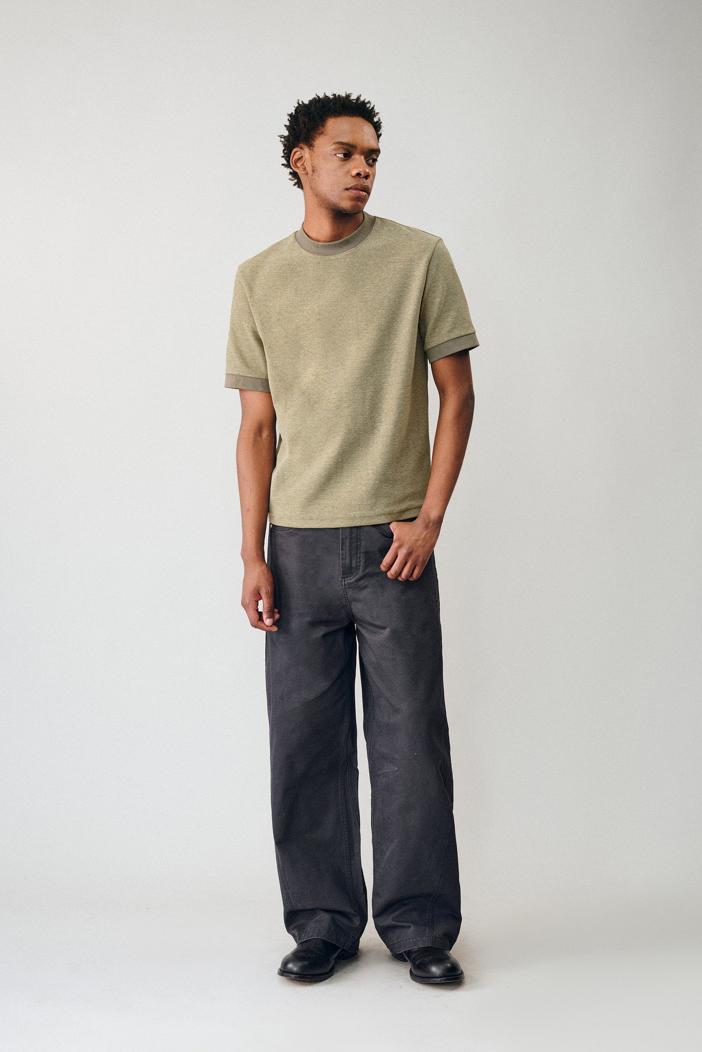 Contrast-Color Loop-Knit T-Shirt