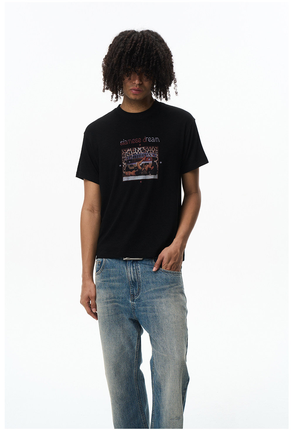 Vintage Leopard-Print Letter T-Shirt