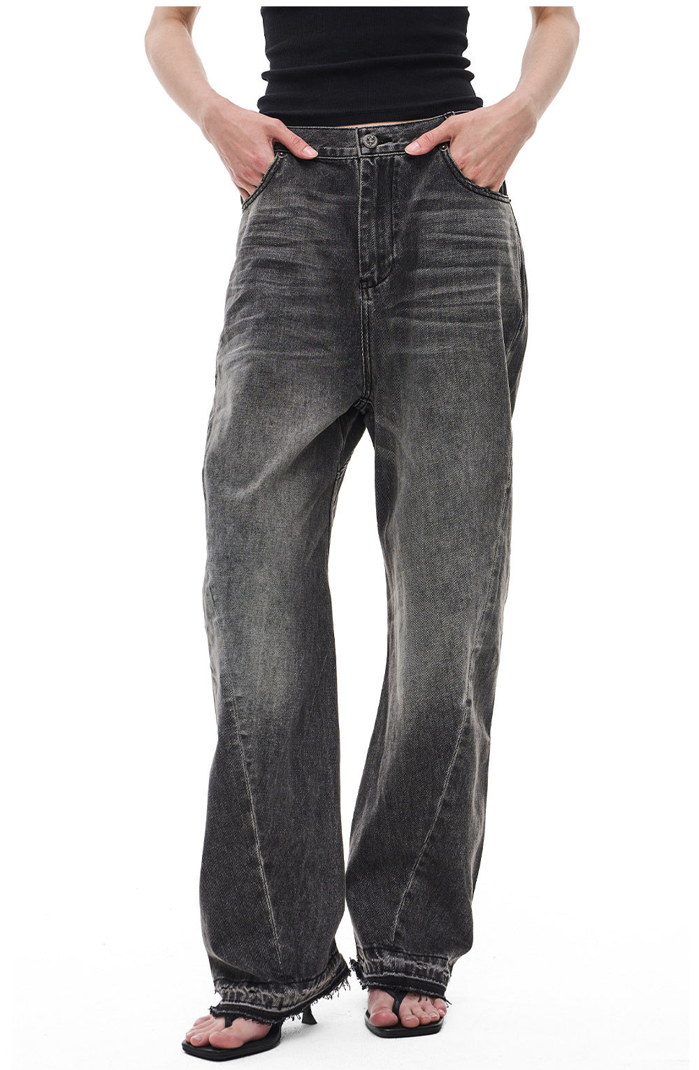 Vintage Washed Smoke Black Jeans