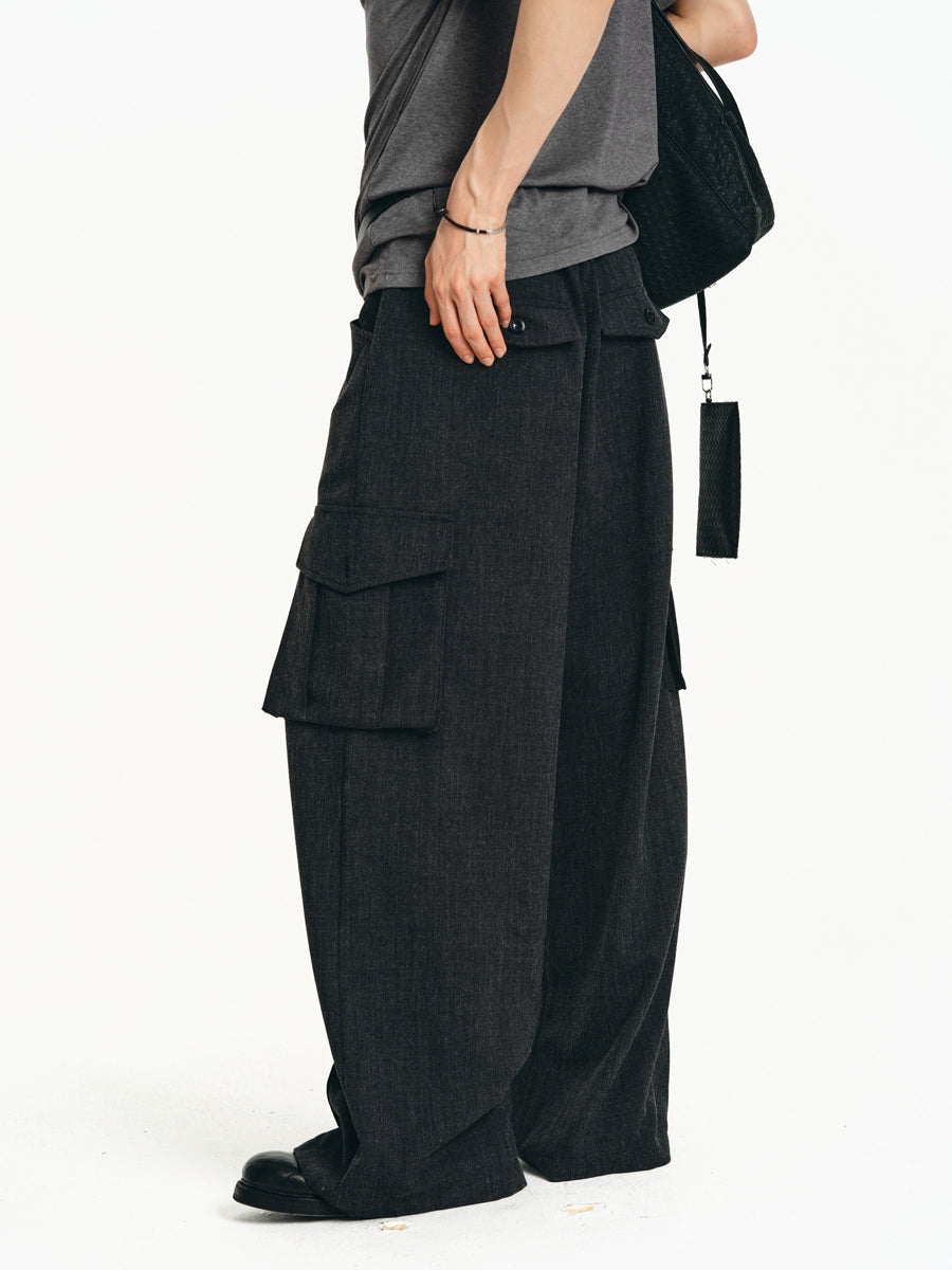 Elastic Pockets Casual Pants