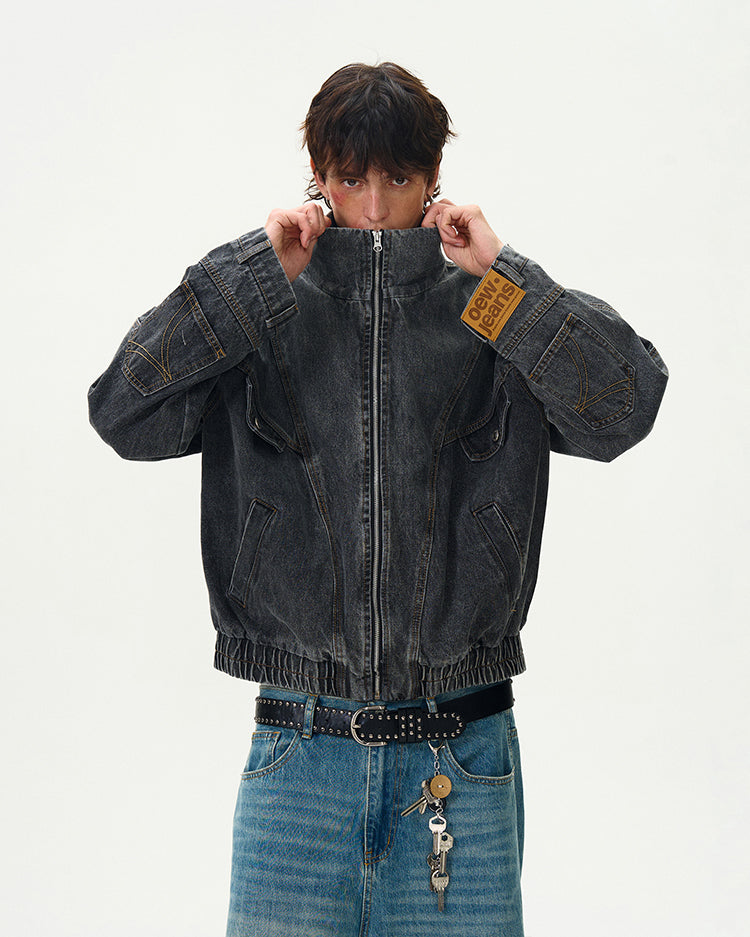 Decomposition Design Washed Denim Jacket